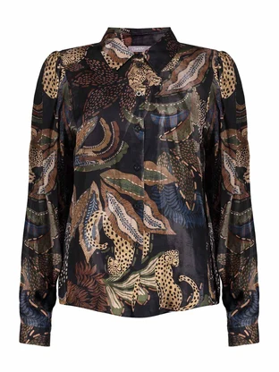 Geisha Top satin AOP animal