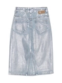 Indian Blue Jeans Long Denim Skirt Silver