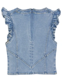 Indian Blue Jeans Ruffle Sleeve Shirt Denim