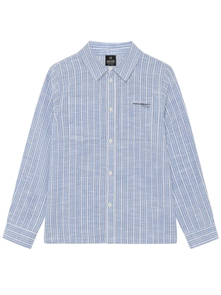 Indian Blue Jeans Shirt Linen LS Stripe