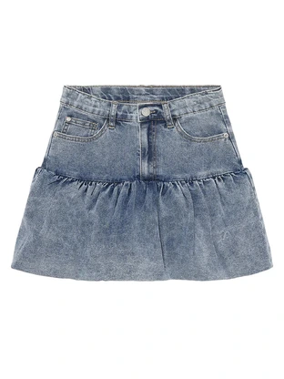 Indian Blue Jeans Skirt Balloon Denim