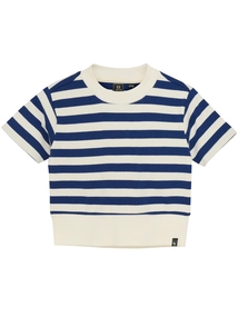 Indian Blue Jeans T-shirt Cropped Rib Striped