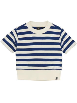 Indian Blue Jeans T-shirt Cropped Rib Striped