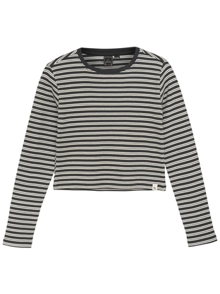 Indian Blue Jeans T-shirt LS Cropped Striped