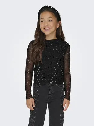 Kids ONLY KOGJADA L/S RHINESTONE MESH TOP JRS