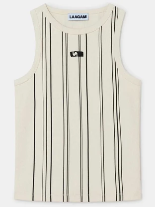 LAAGAM ECRU STRIPED EMBROID