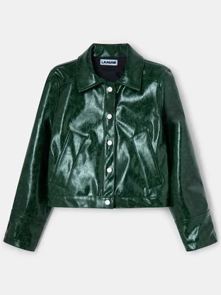 LAAGAM LENA GREEN FAUX LEAT