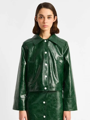 LAAGAM LENA GREEN FAUX LEAT
