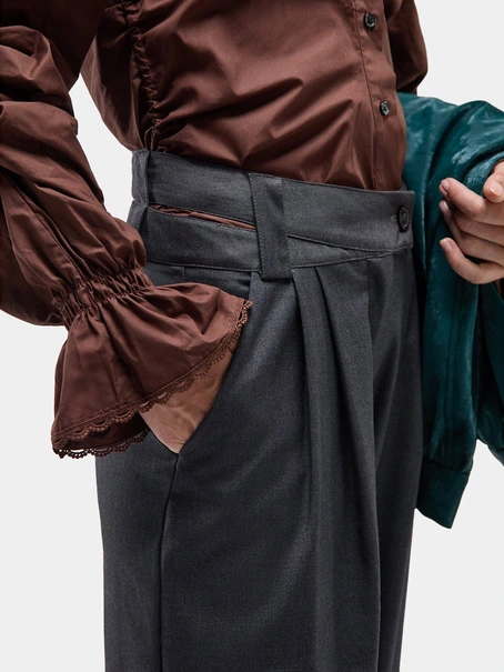 LAAGAM SMITH GREY TAILORED PANTS