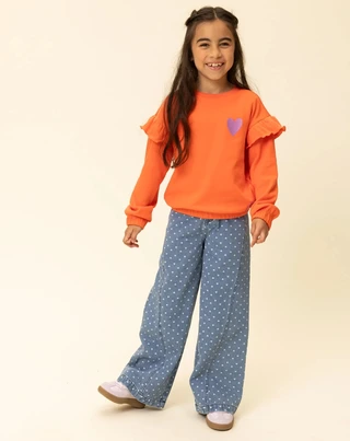 LOOXS Little Little heart denim wideleg pants