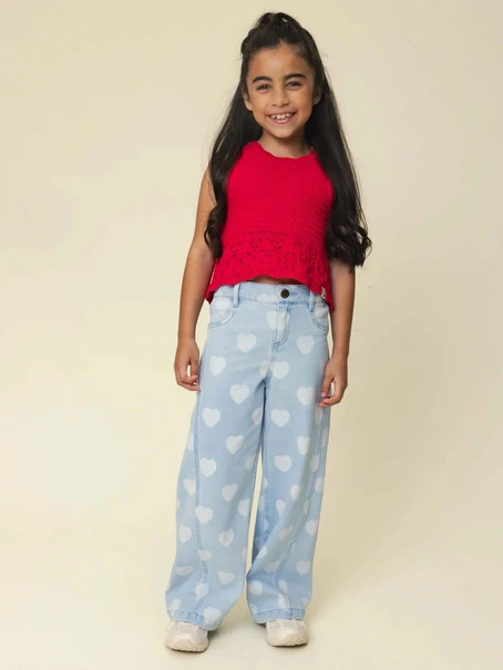 LOOXS Little Little Heart wideleg Denim