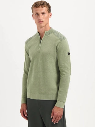 No Excess Pullover Half Zip Plated Structure Knit