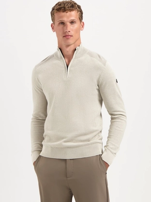 No Excess Pullover Half Zip Plated Structure Knit