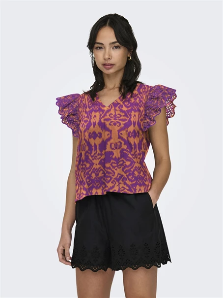 ONLY ONLLOU EMB S/S FRILL TOP PTM
