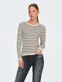 ONLY ONLMILA LS STRIPE BUTTON O-NECK CC