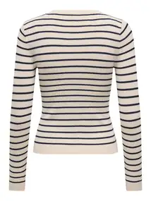 ONLY ONLMILA LS STRIPE BUTTON O-NECK CC