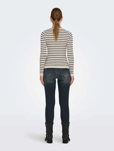 ONLY ONLMILA LS STRIPE BUTTON O-NECK CC