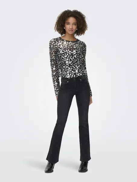 ONLY ONLPALEMA LS LACE SEQUIN TOP WVN