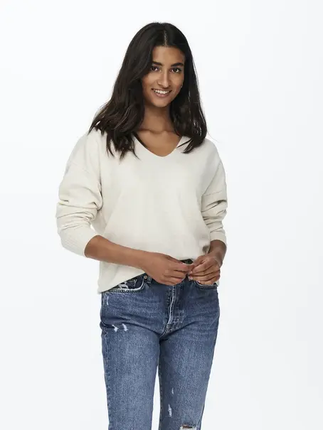 ONLY ONLRICA LIFE L/S V-NECK PULLO KNT N
