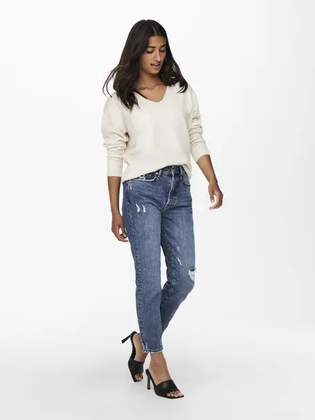 ONLY ONLRICA LIFE L/S V-NECK PULLO KNT N