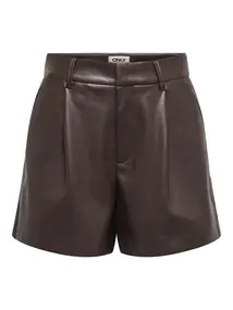 ONLY ONLSMOOTH HW FAUX LEA SHORTS CC PNT
