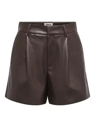 ONLY ONLSMOOTH HW FAUX LEA SHORTS CC PNT
