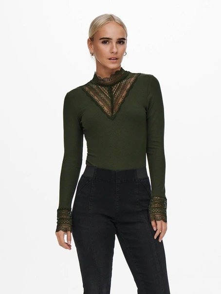 ONLY ONLTILDE L/S HIGH NECK LACE TOP JRS