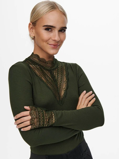 ONLY ONLTILDE L/S HIGH NECK LACE TOP JRS