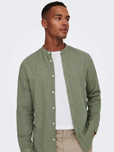 Only & Sons ONSCAIDEN LS SOLID LINEN MAO SHIRT