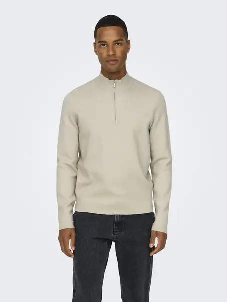 Only & Sons ONSCOOPER HALF ZIP HIGH NECK KNIT N