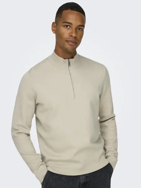 Only & Sons ONSCOOPER HALF ZIP HIGH NECK KNIT N