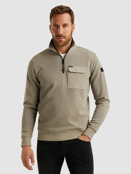 PME Legend Half zip collar knit look jersey