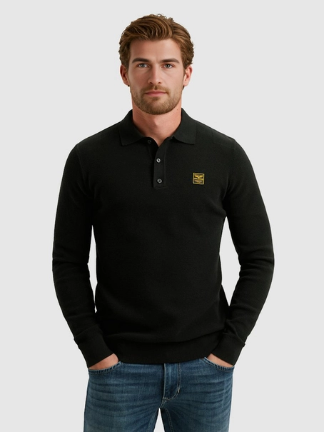 PME Legend Long sleeve polo structure knit