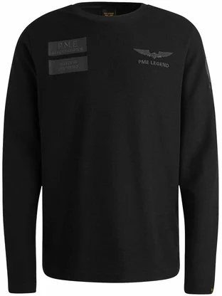 PME Legend Long sleeve r-neck structured piqu