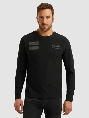 PME Legend Long sleeve r-neck structured piqu