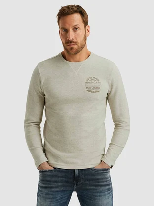 PME Legend Long sleeve r-neck structured piqu