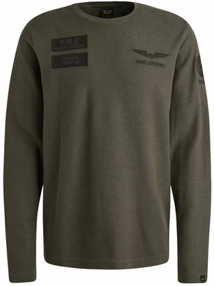 PME Legend Long sleeve r-neck structured piqu