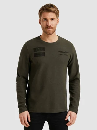 PME Legend Long sleeve r-neck structured piqu