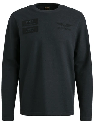 PME Legend Long sleeve r-neck structured piqu