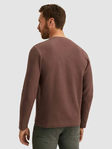 PME Legend Long sleeve r-neck structured piqu