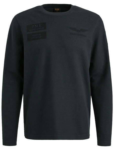PME Legend Long sleeve r-neck structured piqu