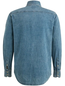 PME Legend LONG SLEEVE SHIRT FADED GREY BLUE