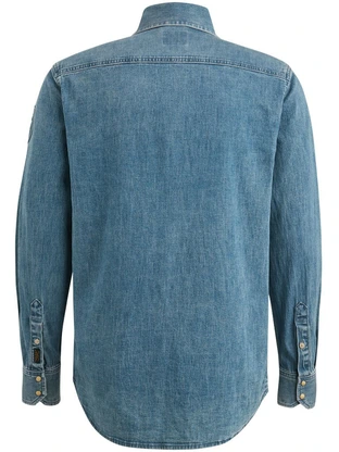 PME Legend LONG SLEEVE SHIRT FADED GREY BLUE