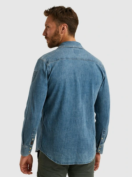 PME Legend LONG SLEEVE SHIRT FADED GREY BLUE