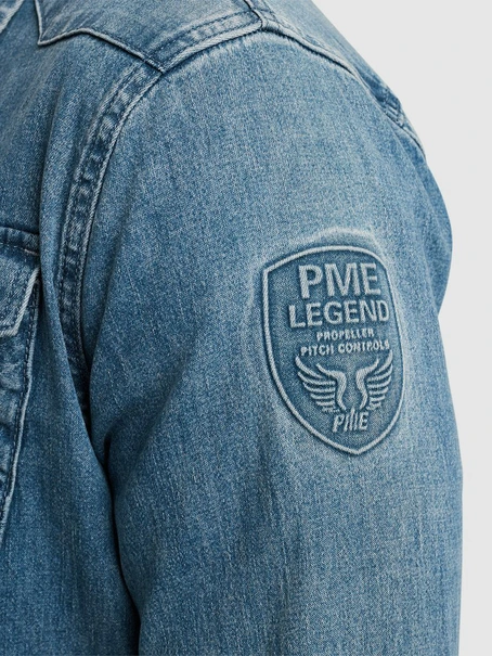 PME Legend LONG SLEEVE SHIRT FADED GREY BLUE