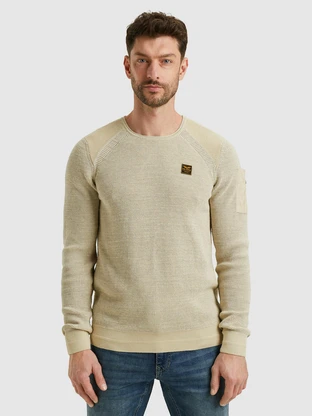 PME Legend R-neck cotton rib melee knit