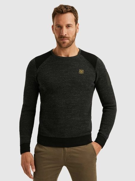 PME Legend R-neck cotton rib melee knit