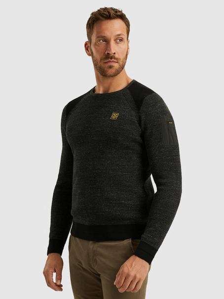 PME Legend R-neck cotton rib melee knit