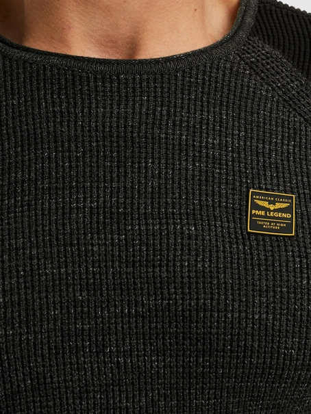 PME Legend R-neck cotton rib melee knit