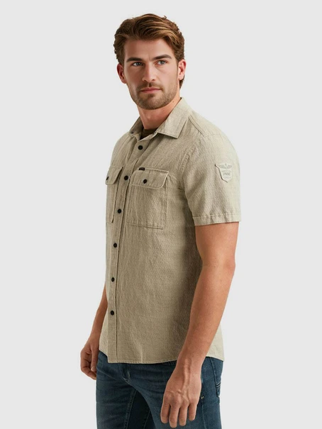 PME Legend Short Sleeve Shirt Linen dobby